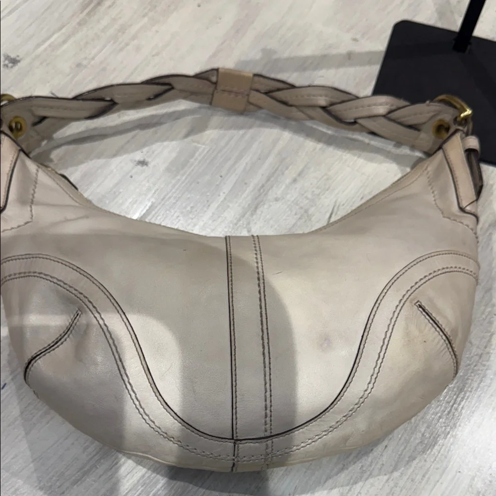 Vintage Coach Dylan SoHo Off-White Leather Braided Strap Hobo Bag